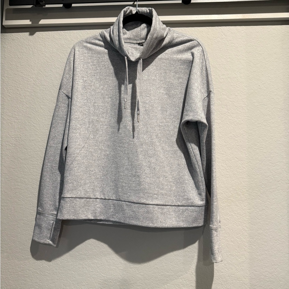 Kyodan Light Gray Herringbone Cowl Neck Top